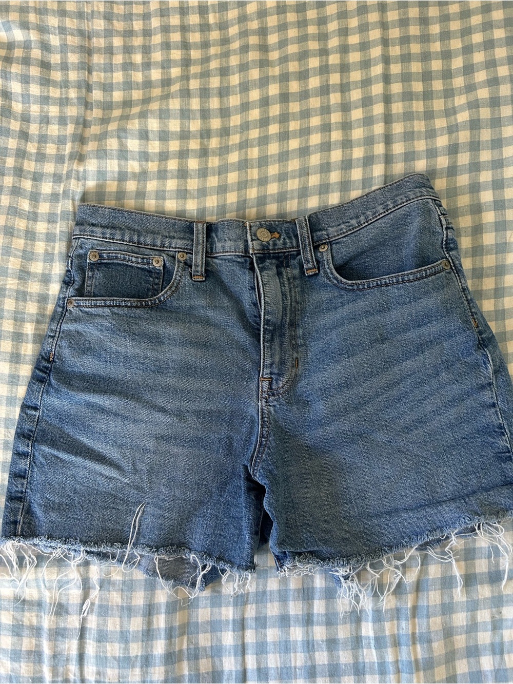 J. Crew Medium Blue Frayed Hem Denim Shorts